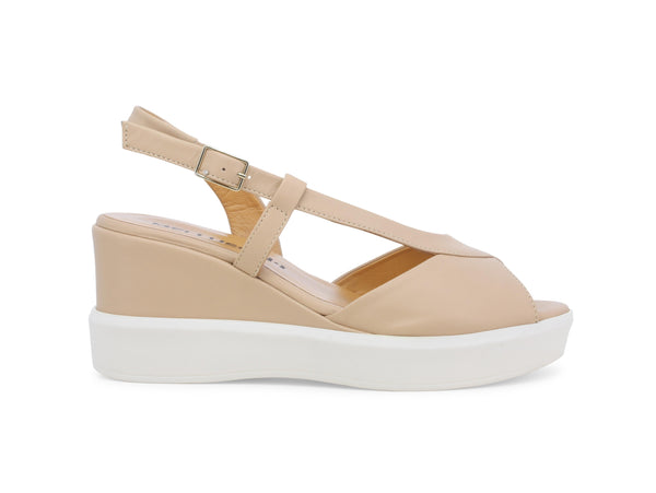 Melluso Sandali Casual Chic in Pelle con Zeppa e Platform Beige R80547Z-244140